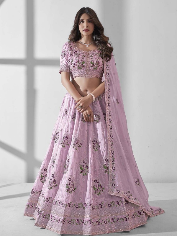 Pink Pure Organza Lehenga Choli